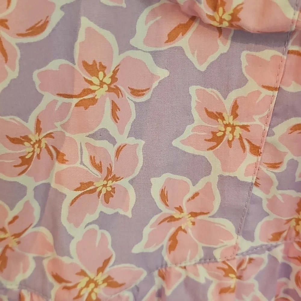 No Boundaries‎ Poplin Pink and Purple Floral Dress Size Large